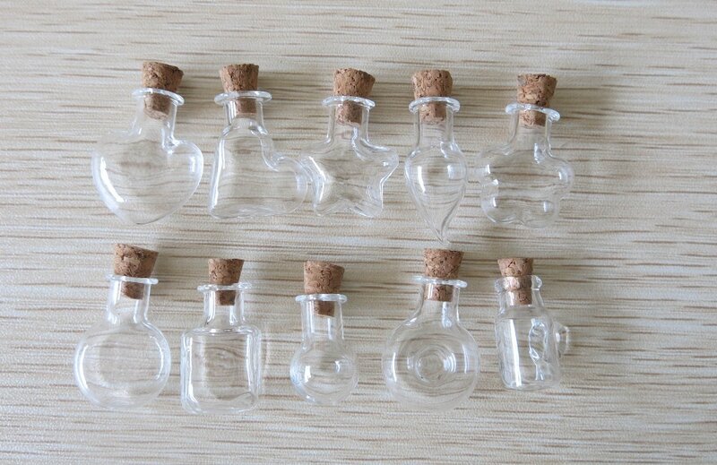 قارورة زجاجية صغيرة مع فلين خشبي ، 20 × 2 مللي ، زجاجة زينة