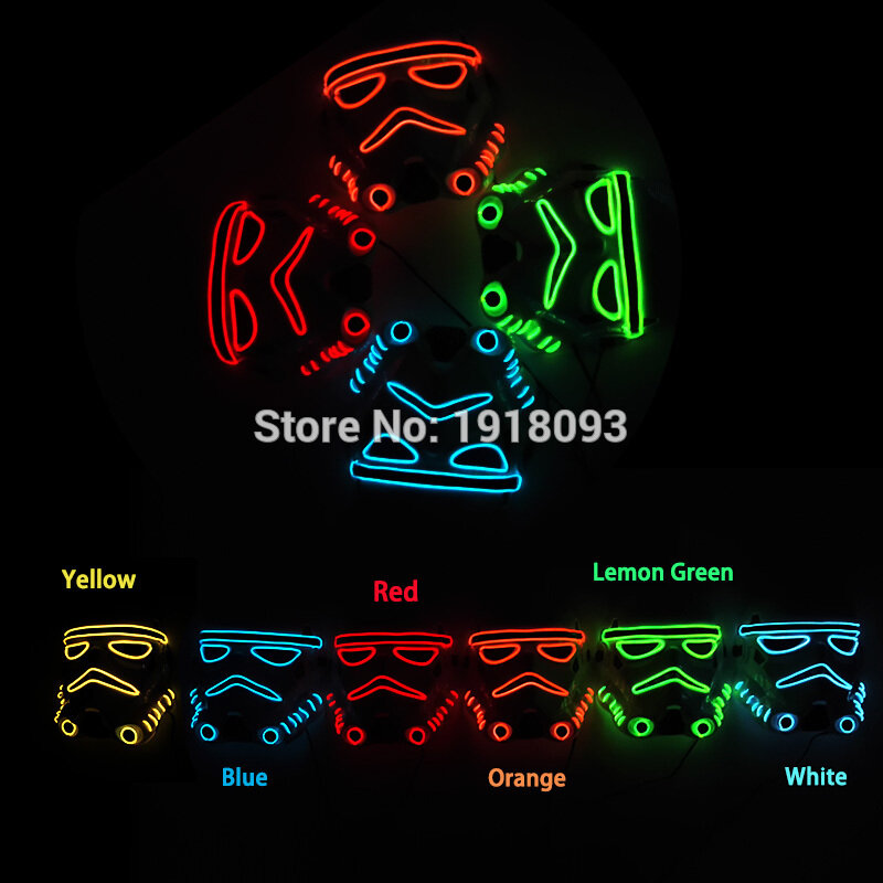 New 10Color Select Flashing  Theme Mask Glowing EL Wire Neon light Decor Mask Novelty Lighting For Festival decor