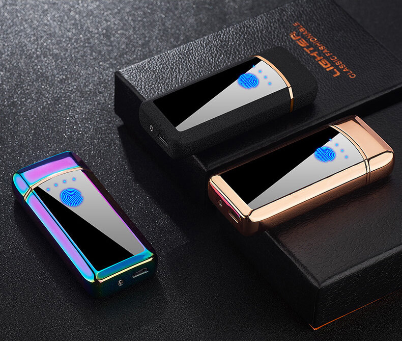 Doble Arco electrónico encendedor de Plasma USB encendedor de cigarrillo fumar con láser nombre en encendedor