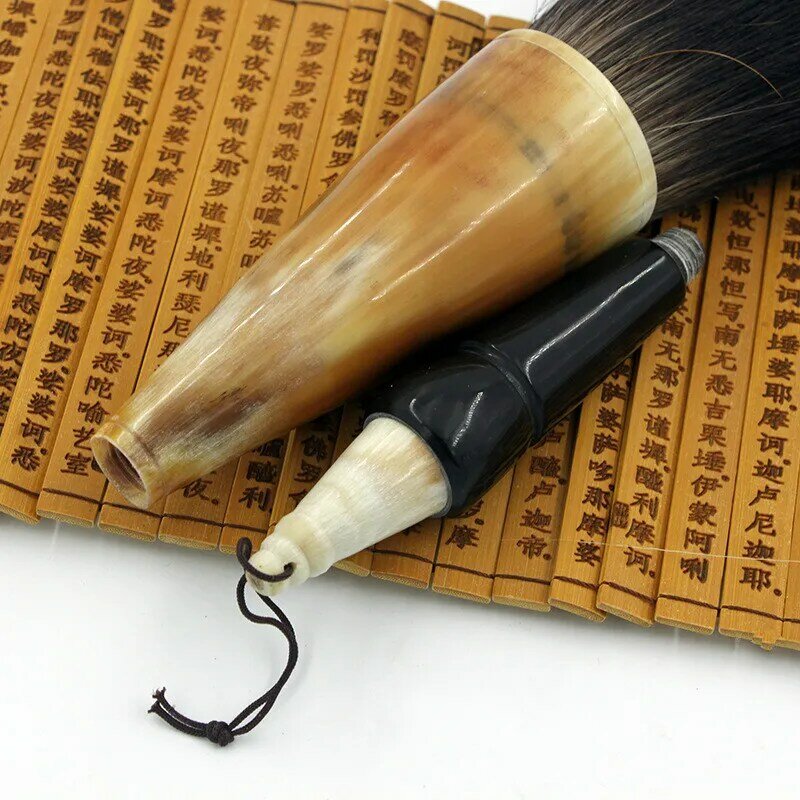 Pluma de pincel de gran tamaño, portalápices de cuerno de buey, Pluma de caligrafía tradicional China, pintura profesional, pincel de oso de comadreja de gran tamaño
