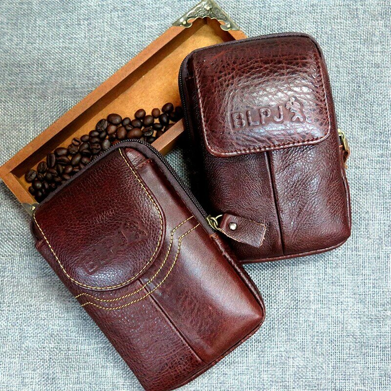 Portefeuille Vintage en cuir véritable pour homme, pochette multifonction pour téléphone, sac banane de voyage avec boucles de ceinture, nouvelle collection 2023