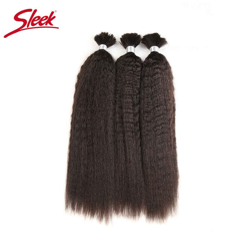 Sleek Remy Brazilian Yaki Straight Human Hair Weave Bundles Hair For Braiding In Natural Color 8 To 30 Inches No Weft Hair Bulk
