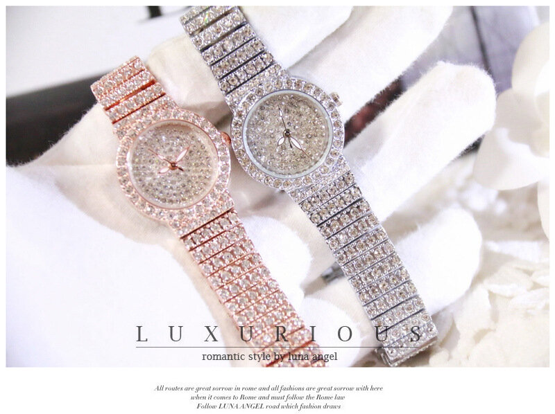 Relógio de pulso feminino de luxo, novo, elegante, de marca famosa, quartzo, com strass, para moças, 2019