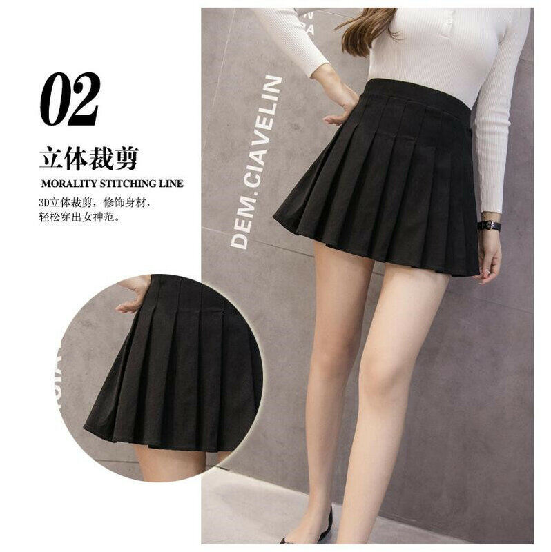 Women Girl's Preppy Style Above Knee MINI Skirts,Anti Emptied A-type Student Pleated Skirts,Empire Wild Bust Short Skirt
