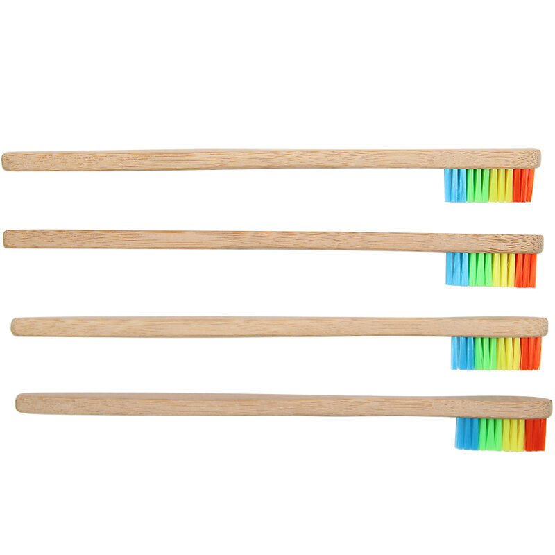 10 Uds cepillo de dientes de madera ecológico nuevo cepillo de dientes de bambú mango de madera de fibra de bambú blanqueamiento de dientes arco iris