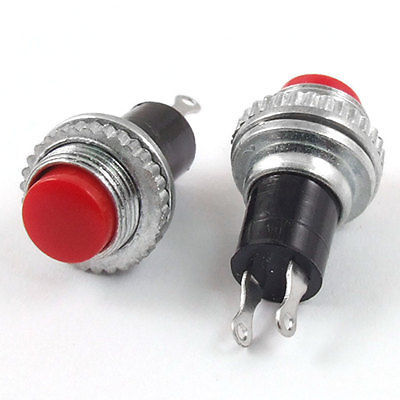 AC 250V/1A 2 Pin SPST OFF/(ON) N/O NO Momentary Push Button Switch Red