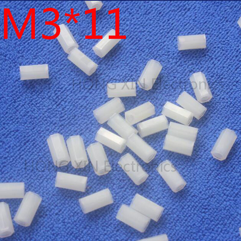 M3 * 11 11mm 1 pcs putih Nylon Hex Kebuntuan Spacer Perempuan Threaded Hexagonal Spacer Standoff Spacer merek baru sekrup plastik
