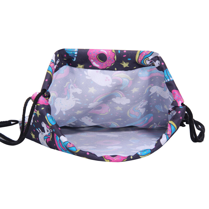 Jom tokoy drawstring mochila nova impressão 3d schoolbags unicórnio padrão feminino saco de cordão