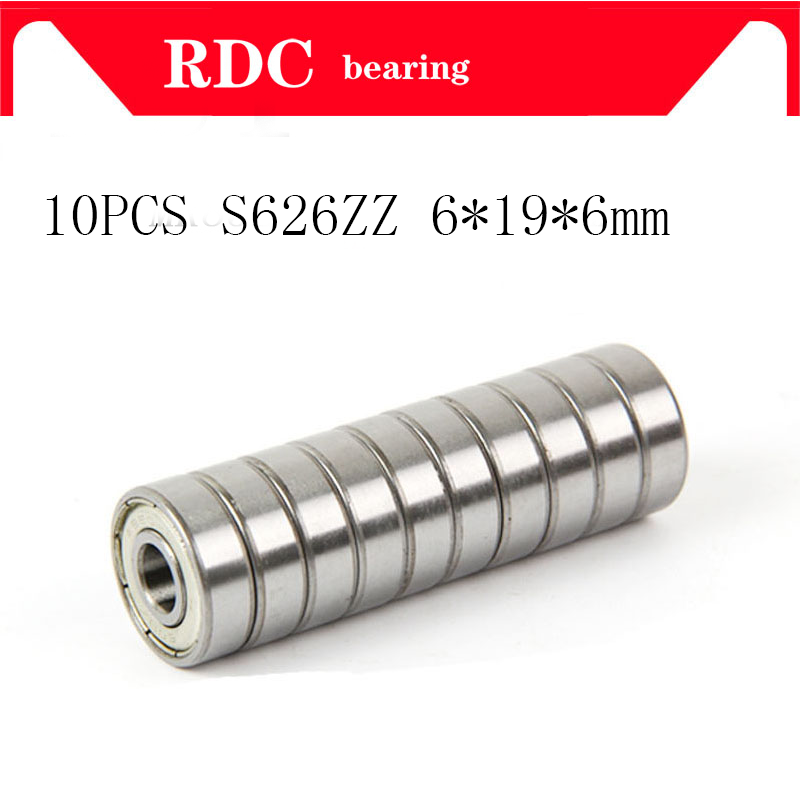Free shipping 10PCS S626ZZ S626  S626Z 6x19x6mm Stainless Steel  Bearing  626 6*19*6mm
