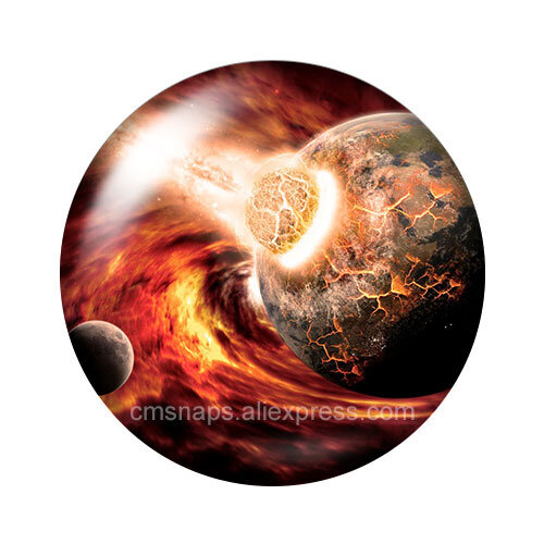 Meteorite explosión Planet 10 Uds. Mezclado 12mm/16mm/18mm/25mm foto redonda cabujón de cristal de demostración reverso plano accesorios ZB1088