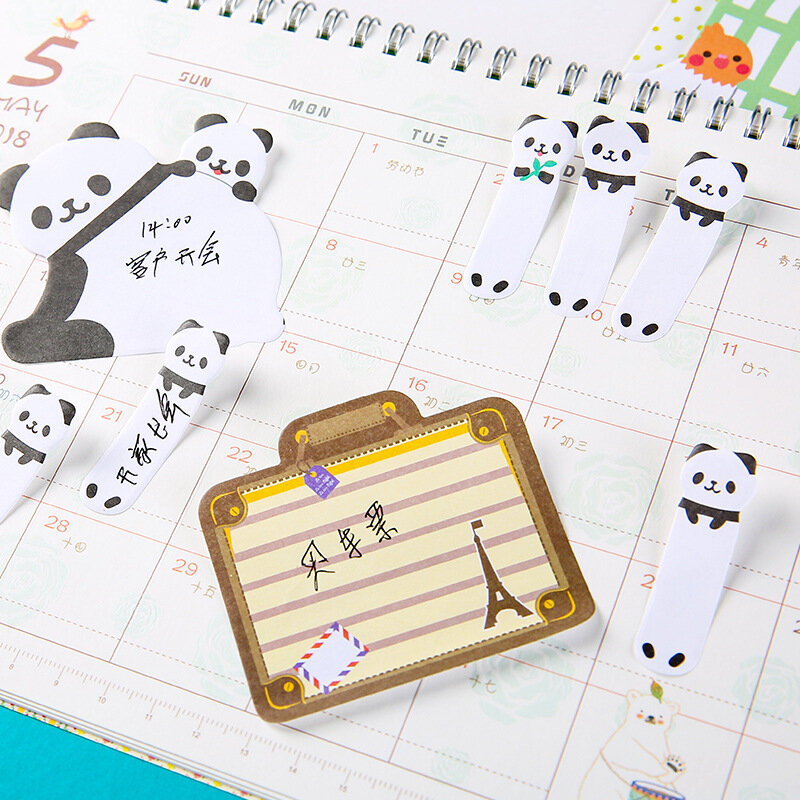 Precioso Animal gato Panda notas adhesivas Bloc de notas de papel marcapáginas suministros escolares planificador pegatinas papelería coreana
