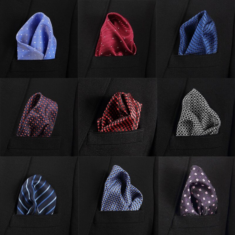 Vangise Herren Tasche Quadrate Dot Muster Blau Taschentuch Mode Hanky Für Männer Business Anzug Zubehör 22cm * 22cm
