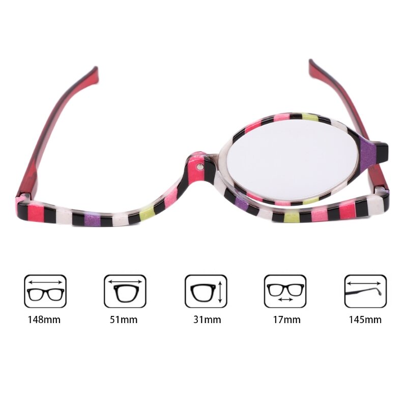 Óculos de aumento de maquiagem, óculos para leitura e cosméticos dobráveis + 1.0 ~ + 4.0