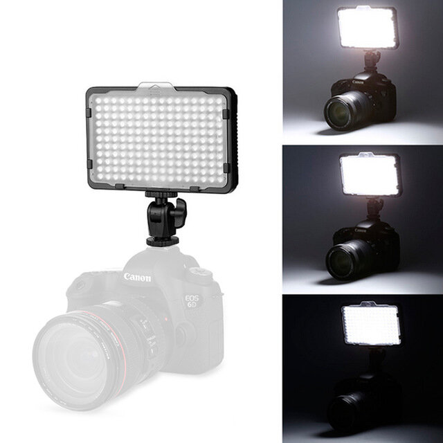 Luz LED para câmera DSLR, filmadora de luz contínua, bateria e carregador USB, estojo, fotografia, foto e vídeo, novo, 176 PCs