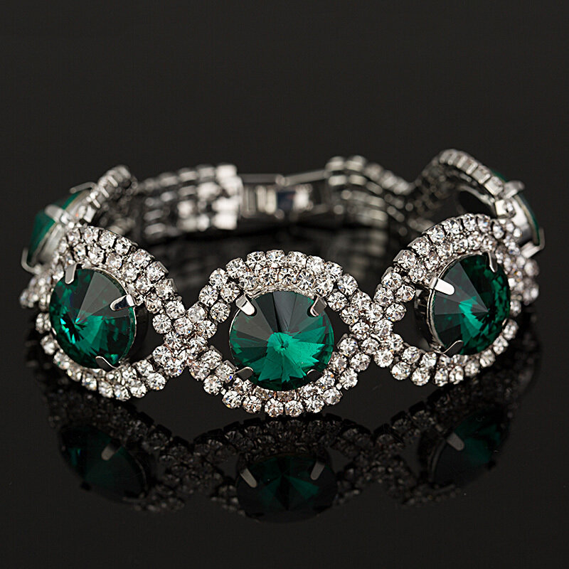 Pulseras de lujo con diamantes de imitación para mujer, brazaletes de moda, regalos de boda, venta al por mayor, # B002