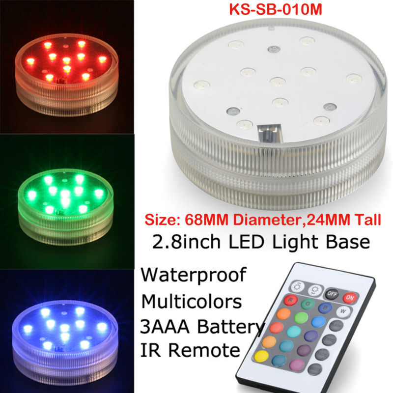 12 unids/lote 3AAA batería sumergible RGB multicolores LED Base de luz con mando a distancia