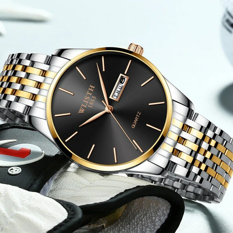 2019 Wlisth Top Brand Luxury Ultra-thin Male Clock Steel Display Week Date Fashion Quartz-watch Business Men Gift Wrist Watches