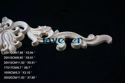 J8-20x10 cm Gỗ Chạm Khắc Góc Onlay Đính Không Sơn Khung Cửa Decal Làm Việc thợ mộc Hoa