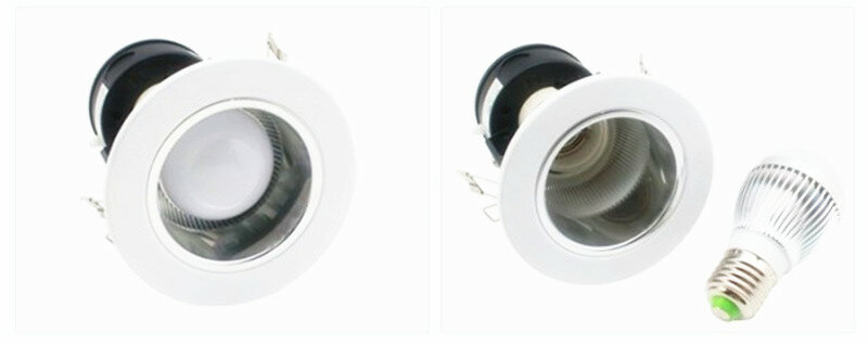 Branco redondo recesso luz de teto invólucro, suporte Downlight para e27 bulbo, 2,5 ", 100mm, novo, 5pcs por lote