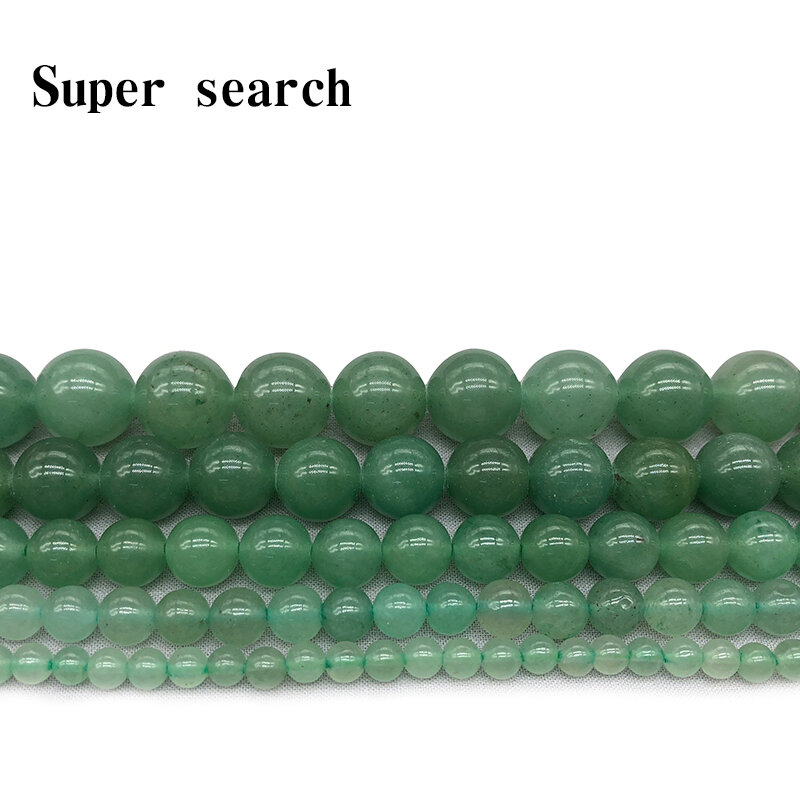 Aventurine Rodada Loose Beads para Fazer Jóias, Pedra Natural, Contas Verdes, 15 na Strand, 4mm, 6mm, 8mm, 10mm, 12mm, Escolha o Tamanho