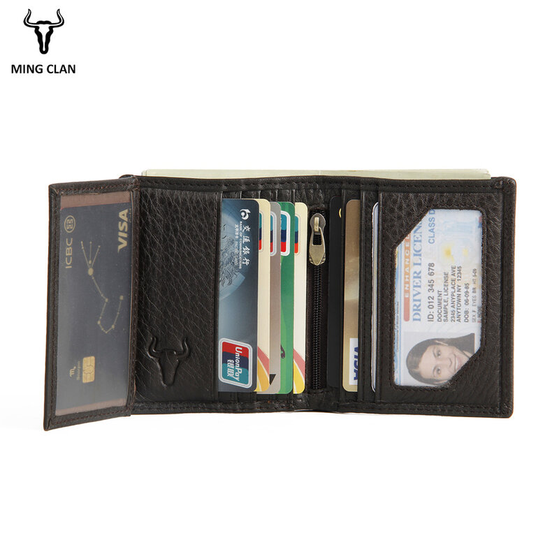 Rfid Short Men Wallet Genuine Leather Designer Small Slim Male Purse Card Holder Fashion Zipper Pocket Coin Purse Bag
