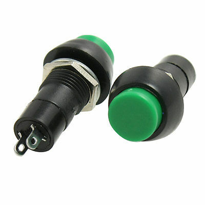 AC 250V/3A 2 Pins SPST NO Momentary Green Round Push Button Switch