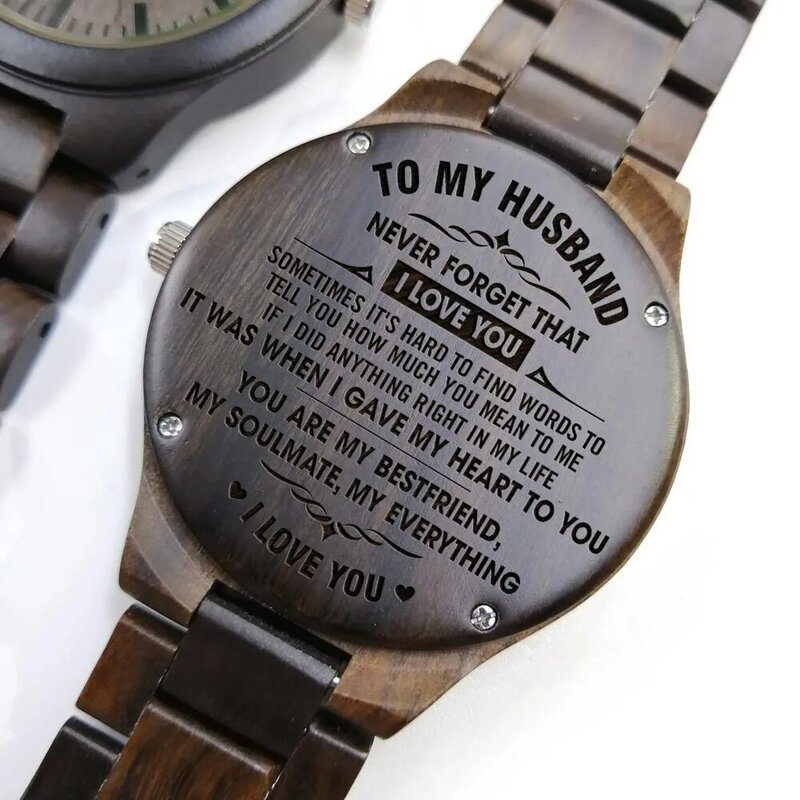 Do mojego męża-spotkanie ciebie był Fate staje żony był wybór grawerowane drewniane zegarek klienta drzewo sandałowe mężczyzn zegarki męskie