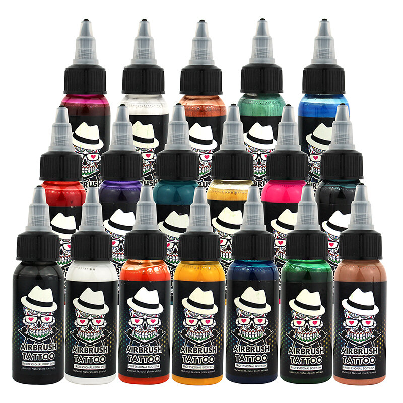 OPHIR-tintas de pintura corporal, pigmento de tatuaje temporal con aerógrafo, botella de 18 colores, pigmentos de tinta común para elegir, 30ML/botella _ TA053