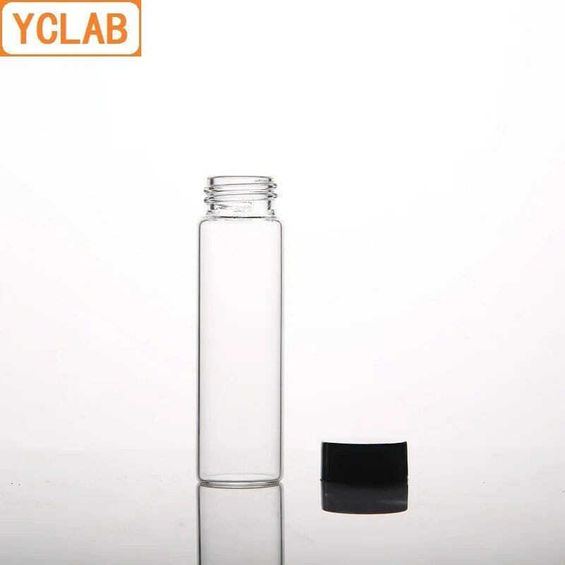 YCLAB 10mL Glass Sample Bottle Serum Bottle Transparent Screw with Plastic Cap and PE Pad Laboratory Chemistry Equipment