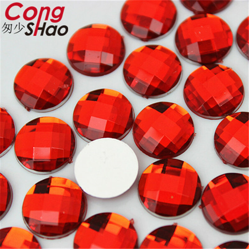 Cong Shao 12mm 300PCS Colorful Round Stones And Crystals Flatback Acrylic Rhinestone Trim Scrapbook DIY Costume Button CS135