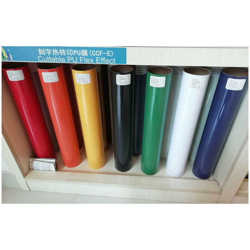 Película de Vinilo Flexible Pu cortable, en 7 colores, rojo/Negro/Blanco/azul/naranja/amarillo limón/verde, tamaño de rollo de 0,5 m x 1m (20 "x 39,37")
