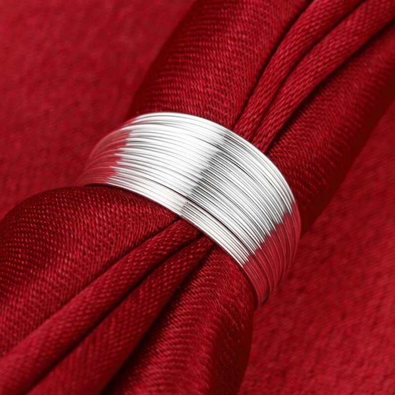 New Simple Design 925 Sterling Silver Rings Multi-Line Around Round Rings Adjustable for Women Men Free Shipping