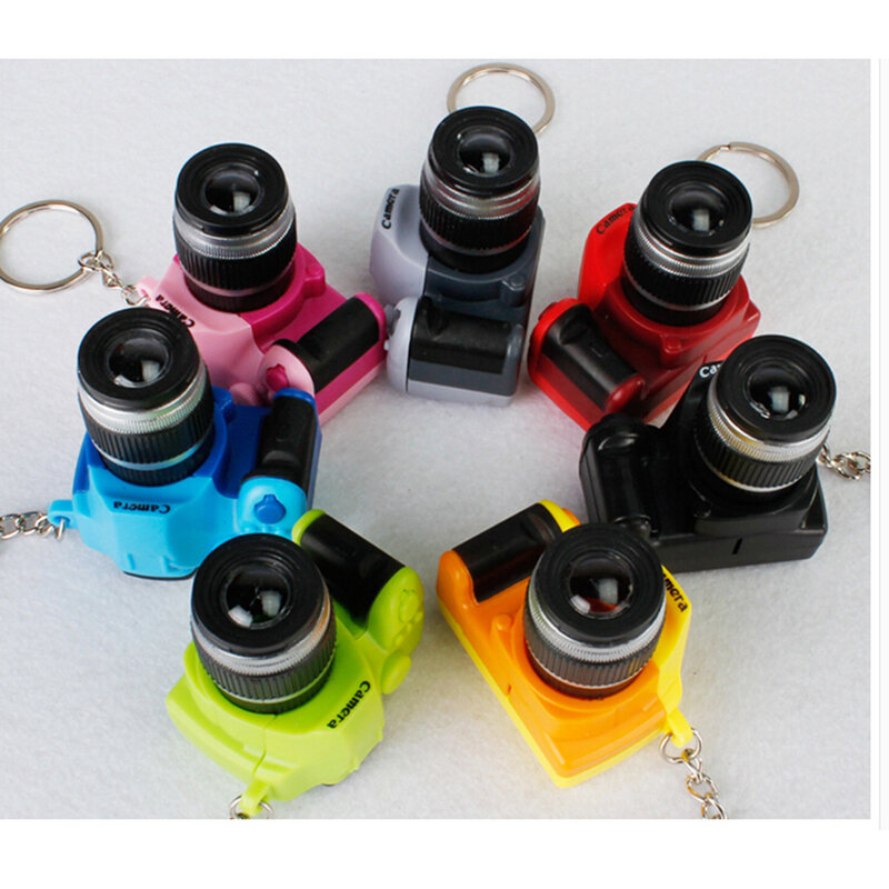 HOT LED Luminous Sound Glowing Pendant Keychain Bag Accessories Plastic Toy Camera Car Key Chains Kids Digital SLR Camera Toy
