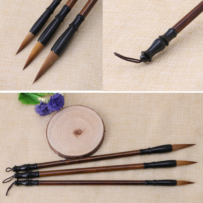 Pinceaux de calligraphie chinoise de qualité supérieure, 1 pièce, brosse d'écriture en poils de loup, manche en bois