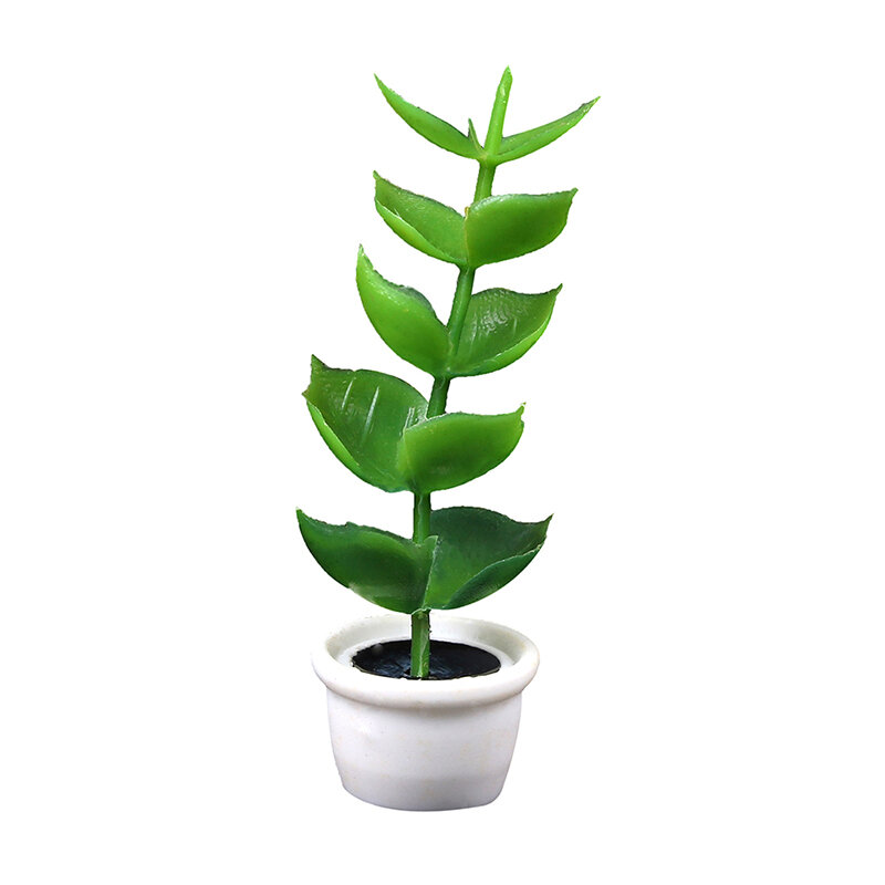 شجرة صغيرة خضراء بوعاء ل 1:12 دمية مصغرة النباتات الخضراء في وعاء بيت الدمية الأثاث ديكور المنزل محاكاة أصائص زرع