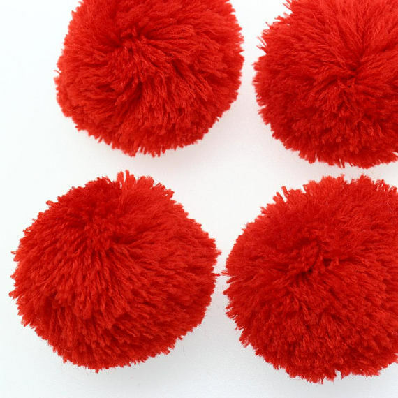 Juego de pompones de hilo fino suelto, de hilo rojo Pompón, 4cm-6cm o usted específica color y tamaño, 40 piezas