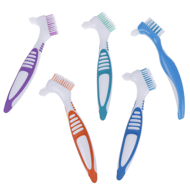 Brosse à dents à poils multiples, outil de soins buccaux, brosse à dentier à deux tons pour le blanchiment des dents, brosse de nettoyage de la prothèse dentaire