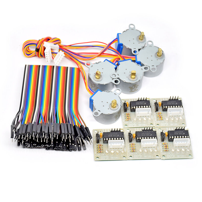 with Plastic box 10pcs/lot 28BYJ-48-5V 4 phase Stepper Motor+ Driver Board ULN2003 + female to male dupont cable for Arduino