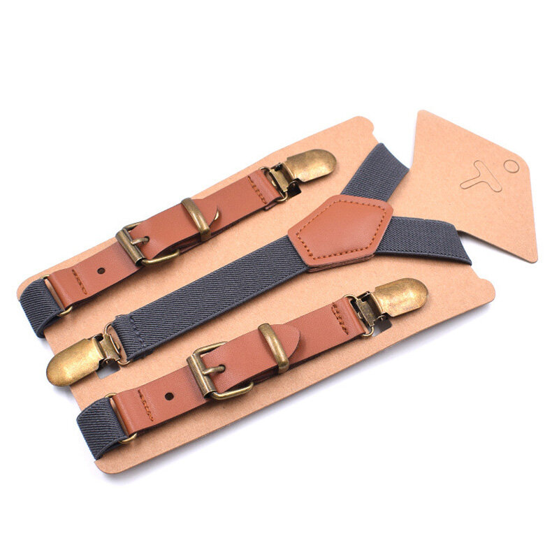 Leather Girl's Suspenders Woman's Braces Strong 3Clips Trousers Student Suspensorio Elastic Strap size 2.0*115cm 9 Colors