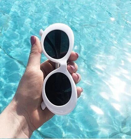 2022 goggle Kurt Cobain glasses oval sunglasses ladies trendy  hot Vintage retro sunglasses Women's white black eyewear UV