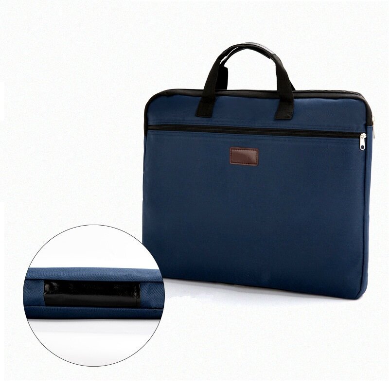 Bolsa de documentos portátil de lona A4 con cremallera para oficina, bolso de mano de gran capacidad para hombres y mujeres, bolso de información multicapa, maletín para reuniones