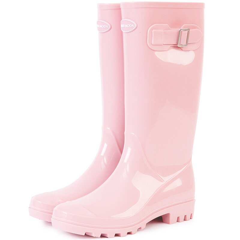 Scarpe di gomma moda britannica scarpe da acqua stivali da pioggia carini femminili stivali alti per adulti stivali da acqua Slip stivali da pioggia da donna