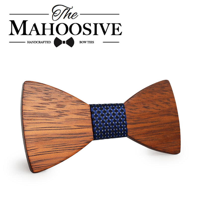 Mahoosive Gravata Plaid Wood muszka drewniana dla mężczyzny ślub motyl projekt krawat na wesele pana młodego