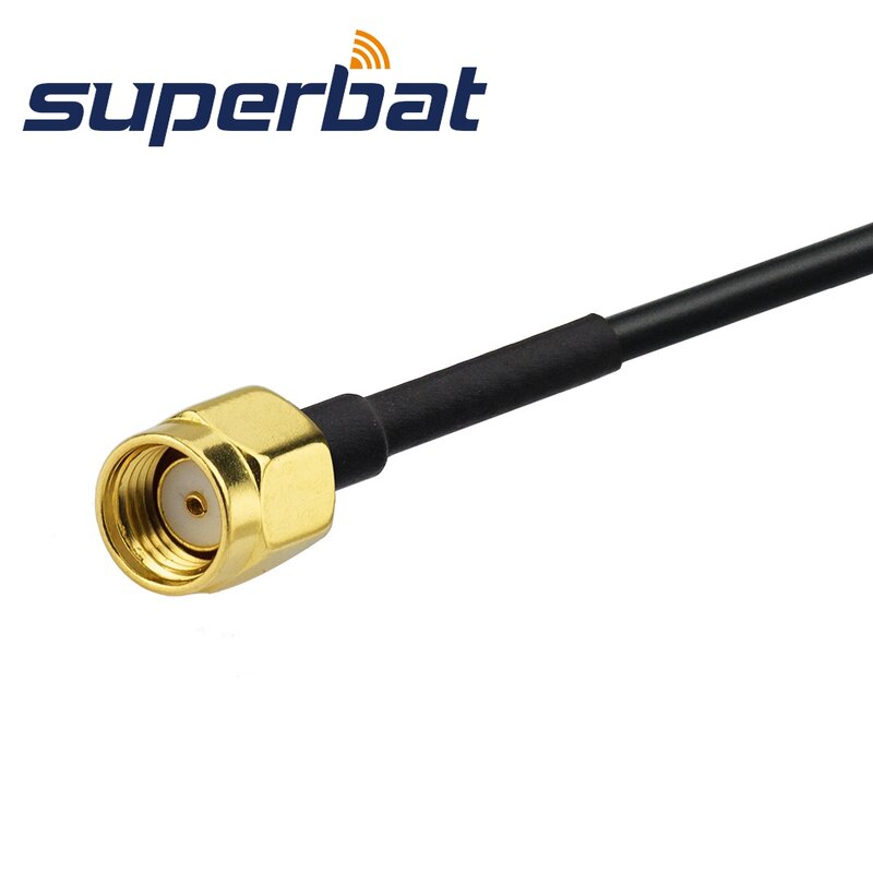 Superbat RP-SMA plug em linha reta para fme macho trança reta cabo rg174 15cm para wlan wifi antena