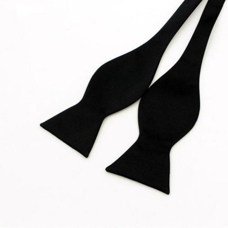 Męskie satyna jedwabna gładka solidna czarna muszka formalne wesele muszka krawaty delikatne włoskie satynowe jednokolorowe moda muszki
