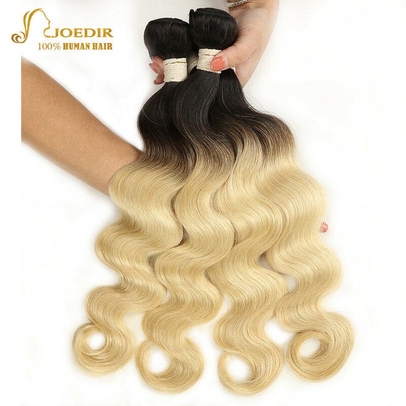 Joedir włosy wstępnie kolorowe brazylijski Remy włosy ciało fala ludzkich włosów splot Bundle Deal T1B 613 Lingest blond wiązki włosów naturalnych