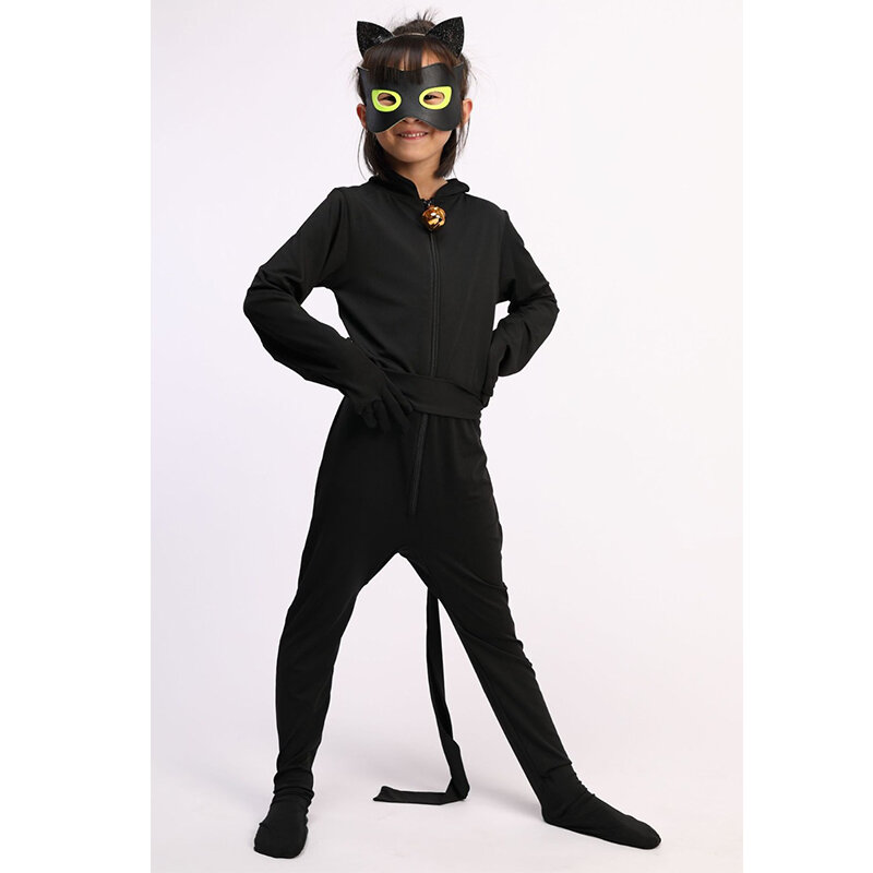 Niño negro gato negro traje Cosplay magia mariquita Halloween Navidad mono chico Adrian Marinette Super héroe Cosplay
