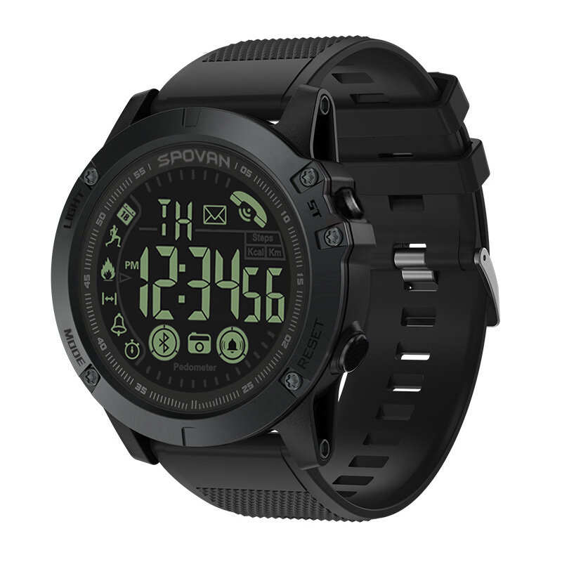 Reloj deportivo Spovan de calidad militar y negra, Reloj de pulsera de plástico con Bluetooth, resistente al agua y con fecha para Mujer