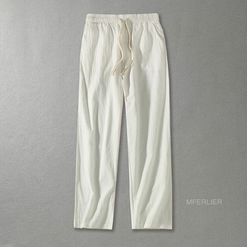 Calças masculinas plus size, 5xl 6xl 7xl 8xl cintura 140cm de algodão, em linho, masculinas, em 5 cores