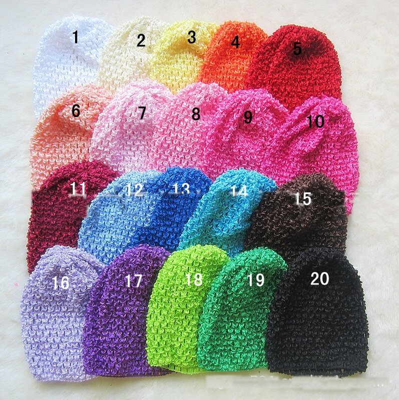 Bonnets au crochet pour bébés, chapeau gaufré, bonnet bébé, taille B aby, 27 couleurs, 60 pièces